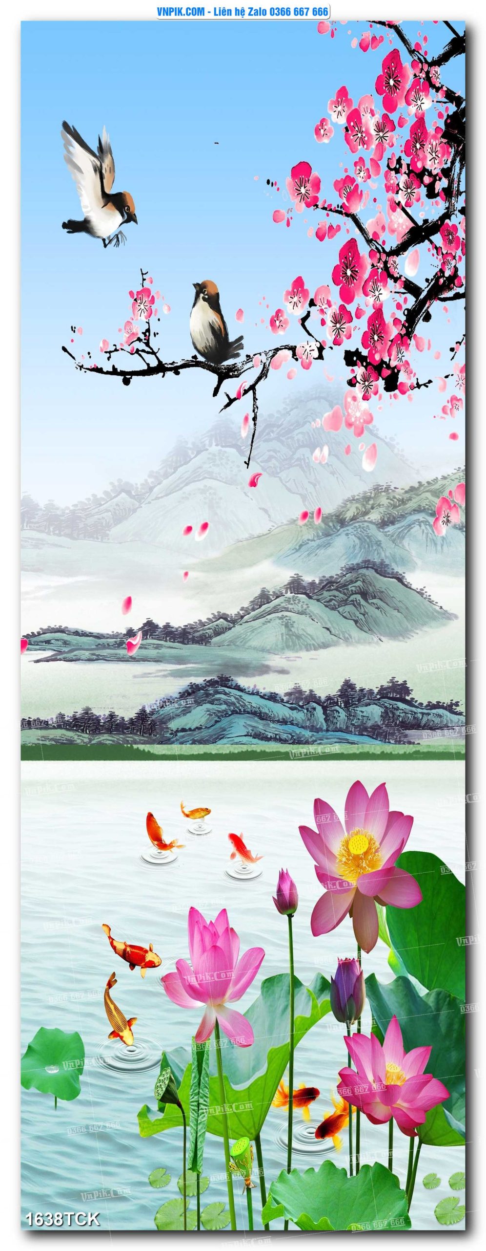Tranh Hoa Sen – Cá Koi – Cá Chép 1638TCK