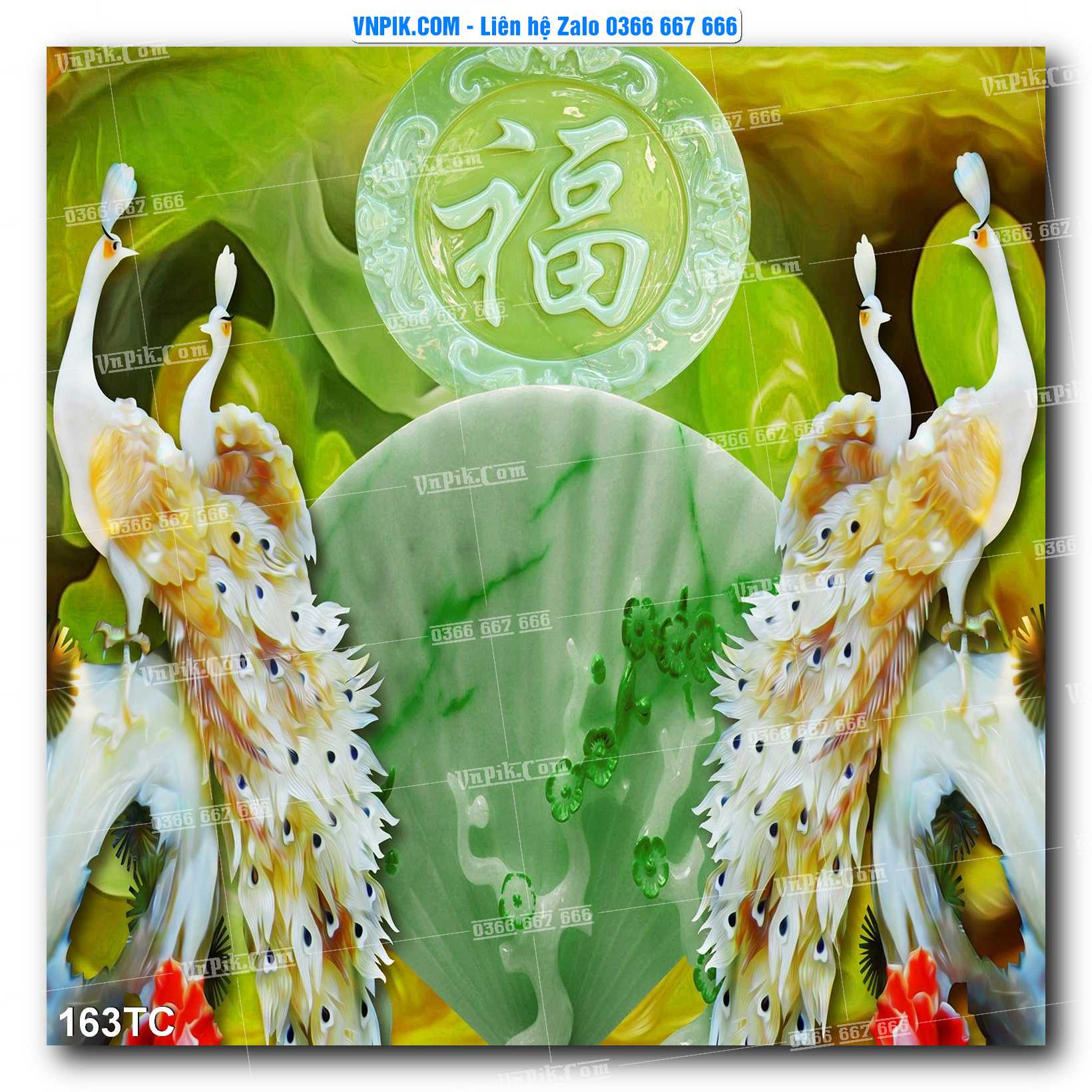 Tranh Treo Tường – Chim Công Hoa Mẫu Đơn 163TC