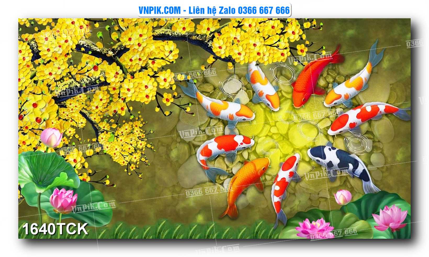 Tranh Hoa Sen – Cá Koi – Cá Chép 1640TCK