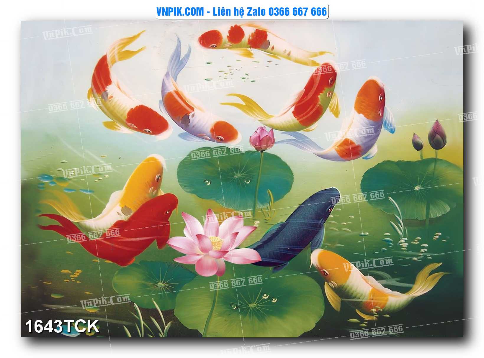 Tranh Hoa Sen – Cá Koi – Cá Chép 1643TCK
