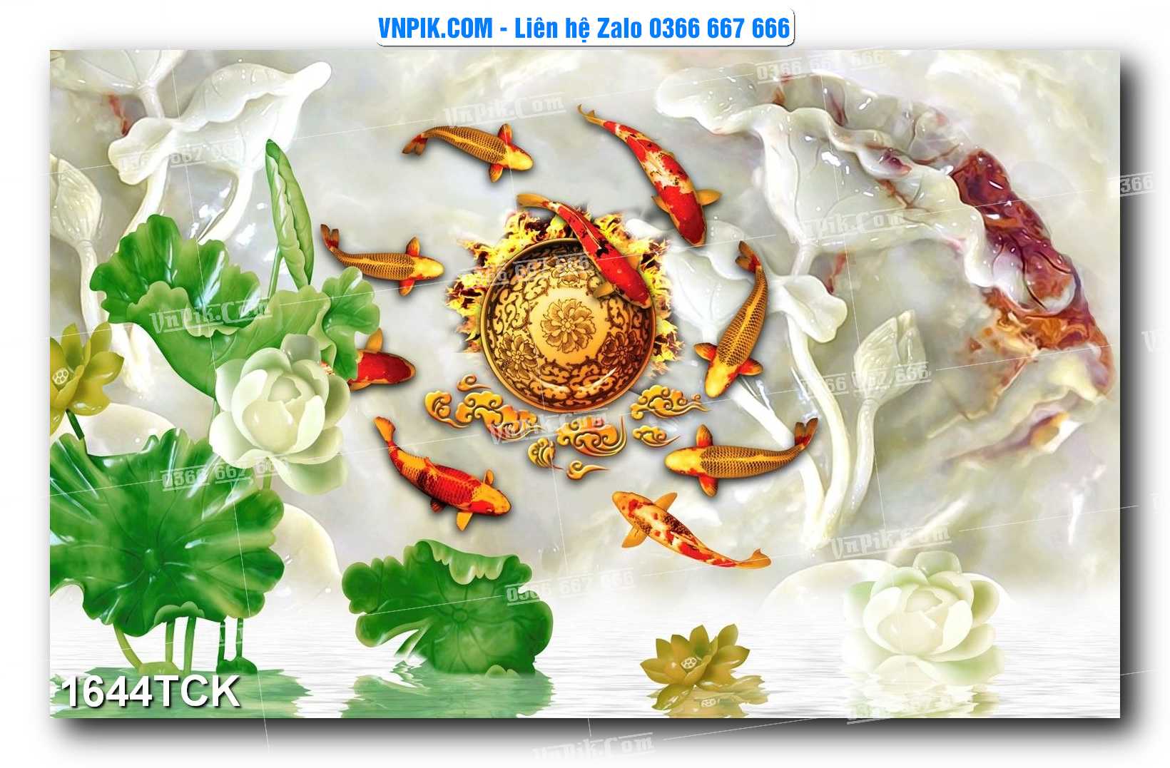 Tranh Hoa Sen – Cá Koi – Cá Chép 1644TCK
