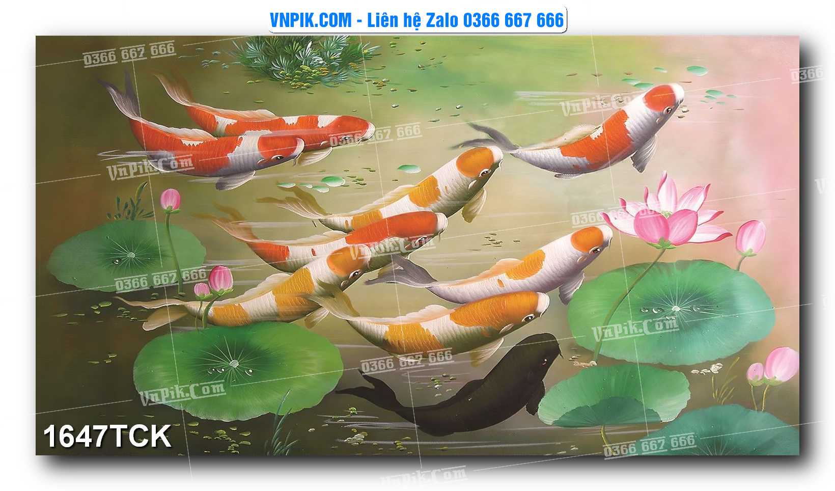 Tranh Hoa Sen – Cá Koi – Cá Chép 1647TCK