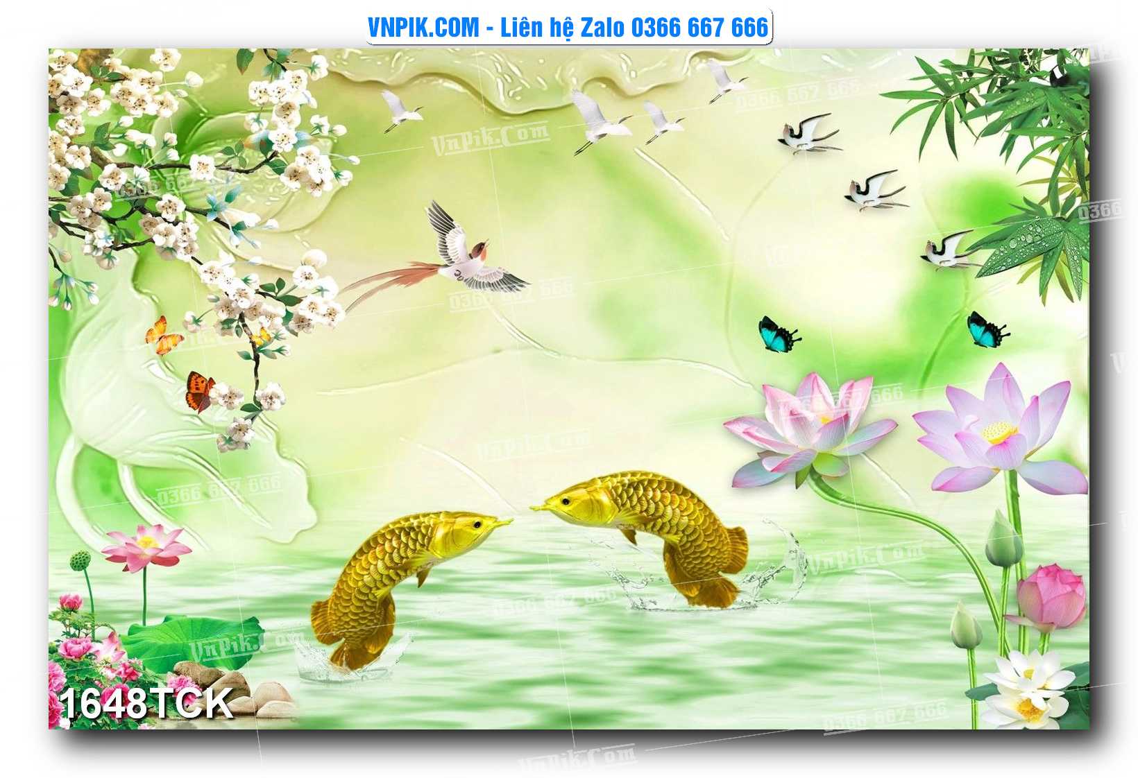 Tranh Hoa Sen – Cá Koi – Cá Chép 1648TCK