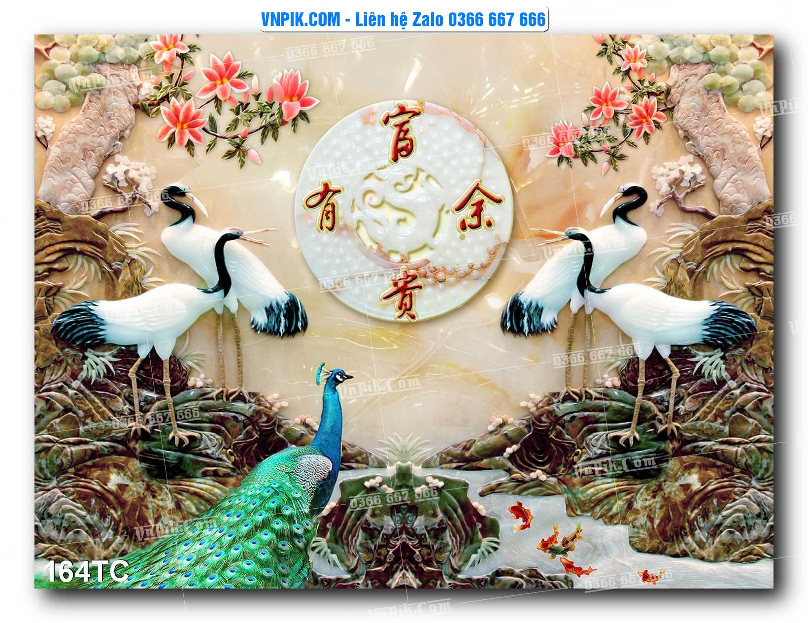 Tranh Treo Tường – Chim Công Hoa Mẫu Đơn 164TC