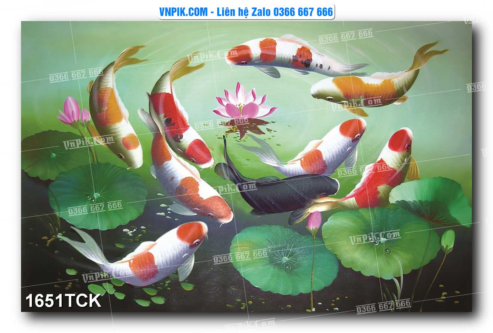 Tranh Hoa Sen – Cá Koi – Cá Chép 1651TCK