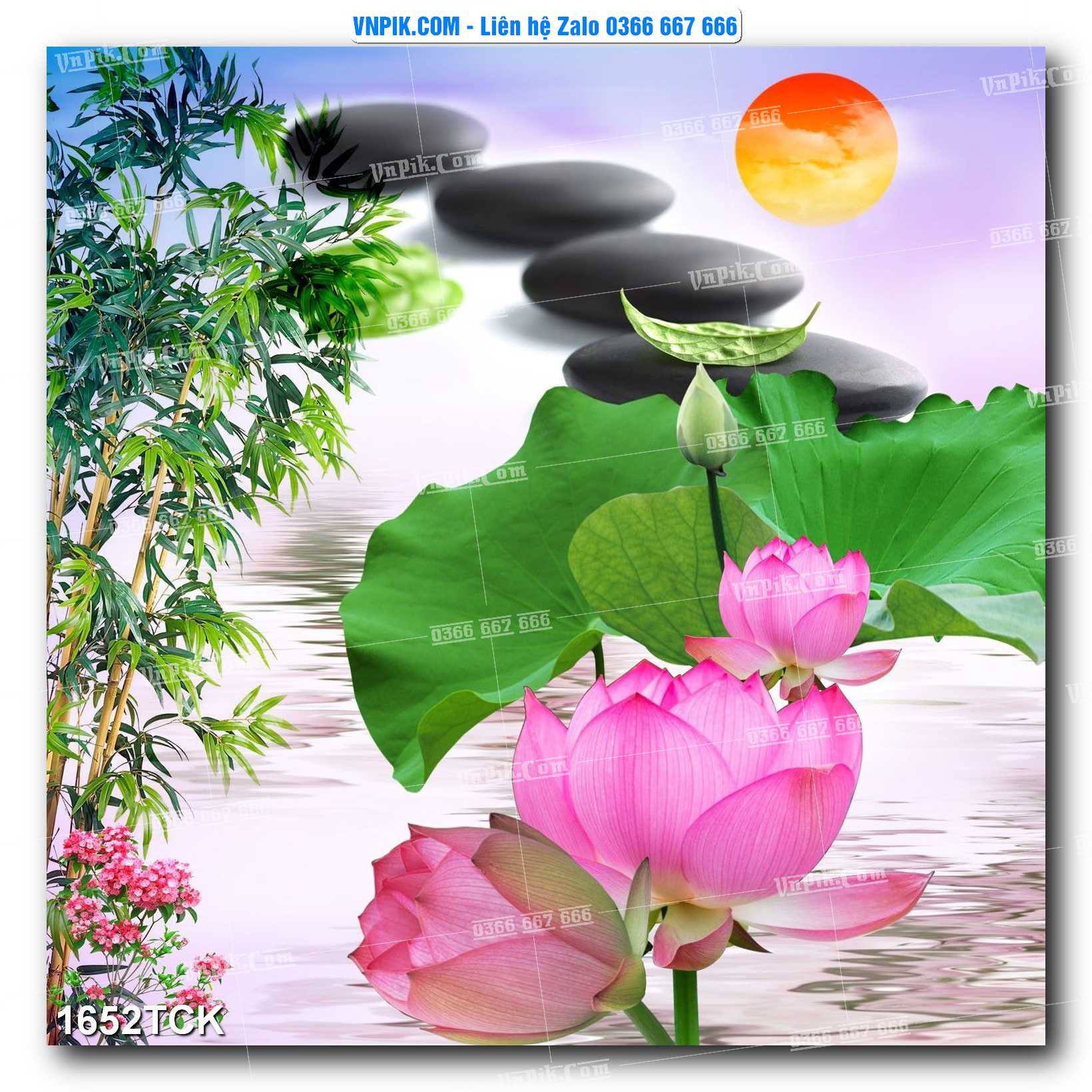 Tranh Hoa Sen – Cá Koi – Cá Chép 1652TCK