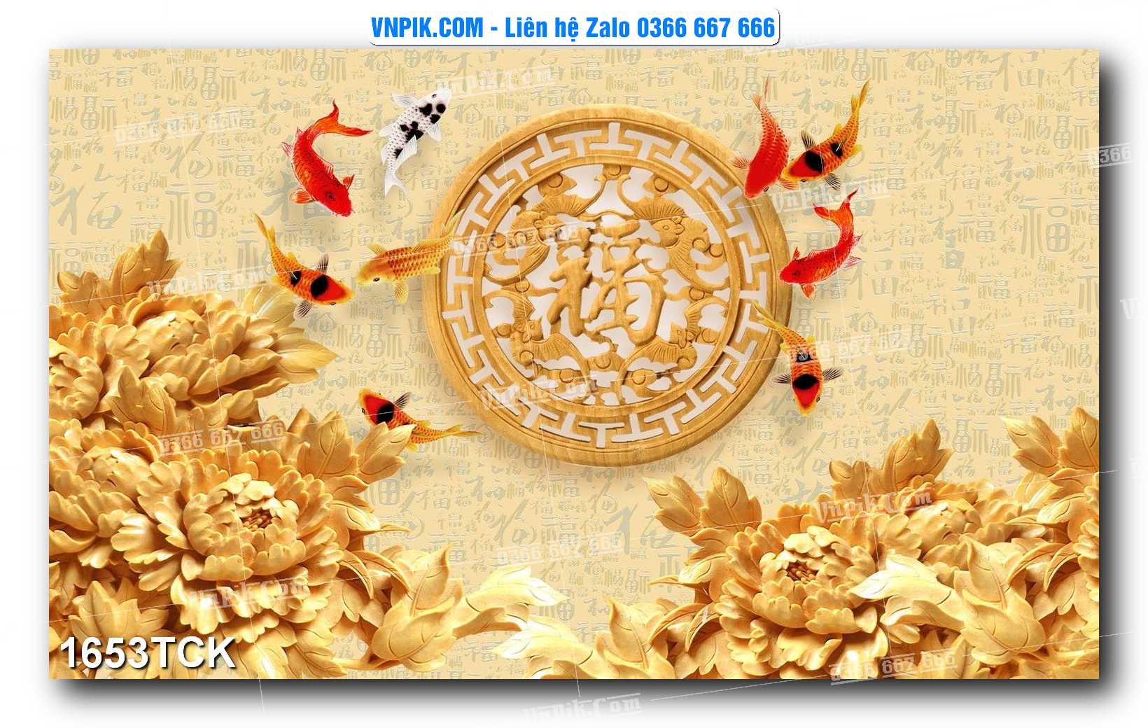Tranh Hoa Sen – Cá Koi – Cá Chép 1653TCK