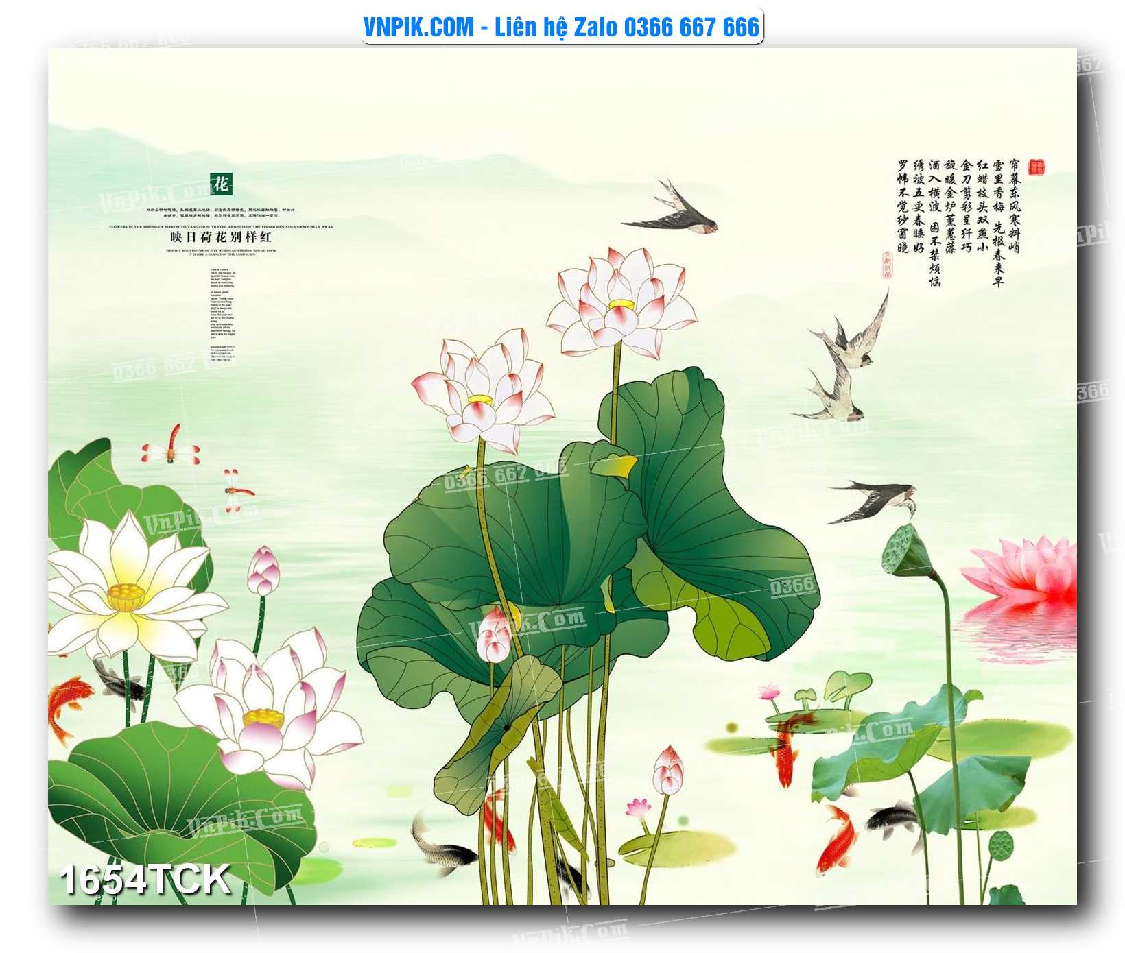 Tranh Hoa Sen – Cá Koi – Cá Chép 1654TCK
