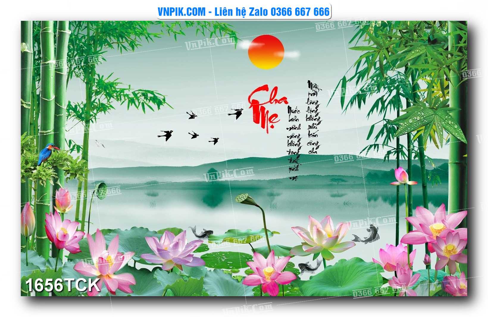 Tranh Hoa Sen – Cá Koi – Cá Chép 1656TCK