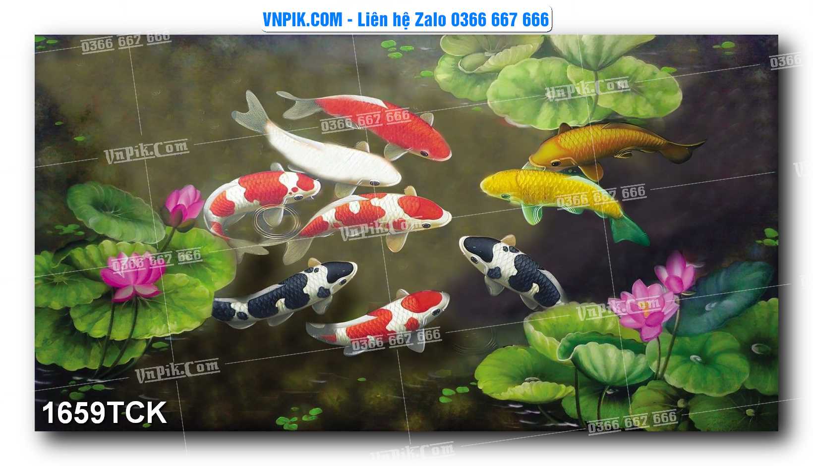 Tranh Hoa Sen – Cá Koi – Cá Chép 1659TCK