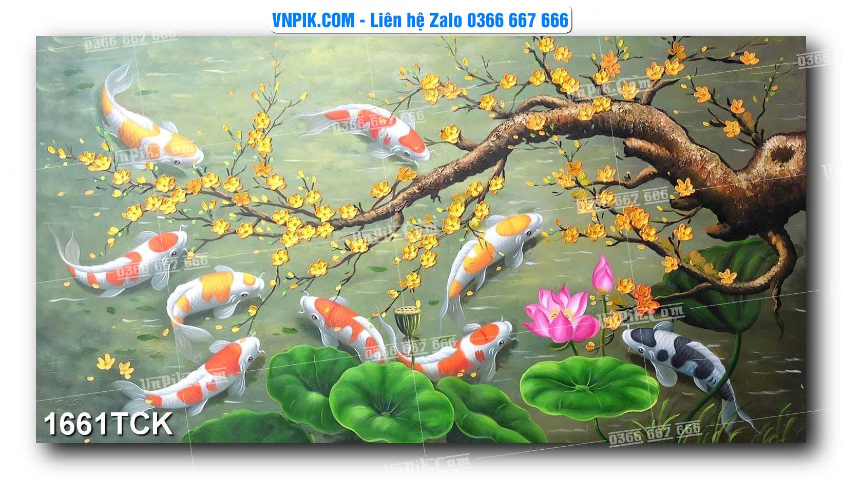Tranh Hoa Sen – Cá Koi – Cá Chép 1661TCK