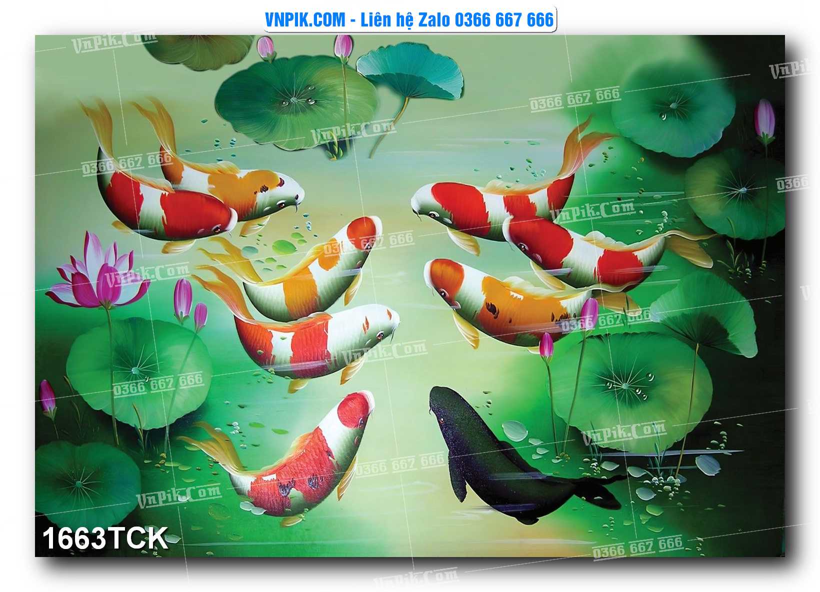 Tranh Hoa Sen – Cá Koi – Cá Chép 1663TCK