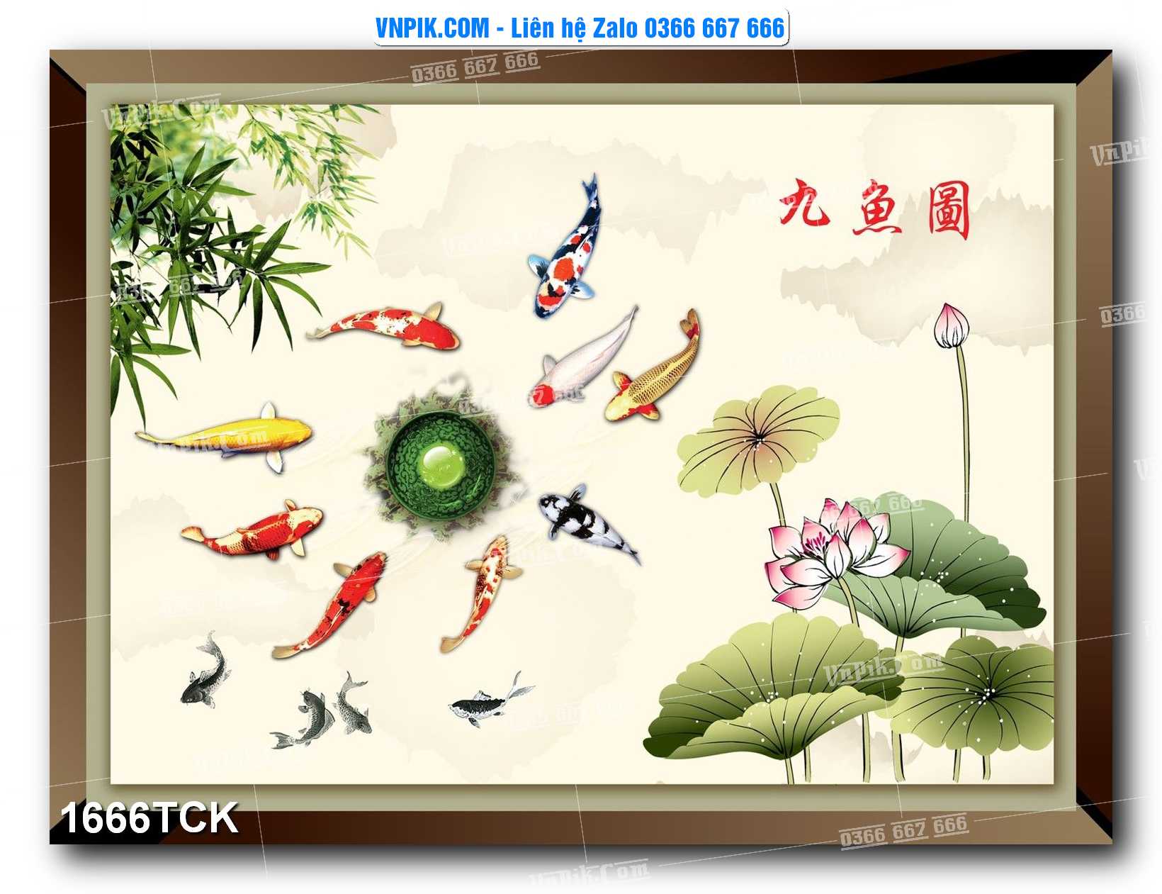 Tranh Hoa Sen – Cá Koi – Cá Chép 1666TCK