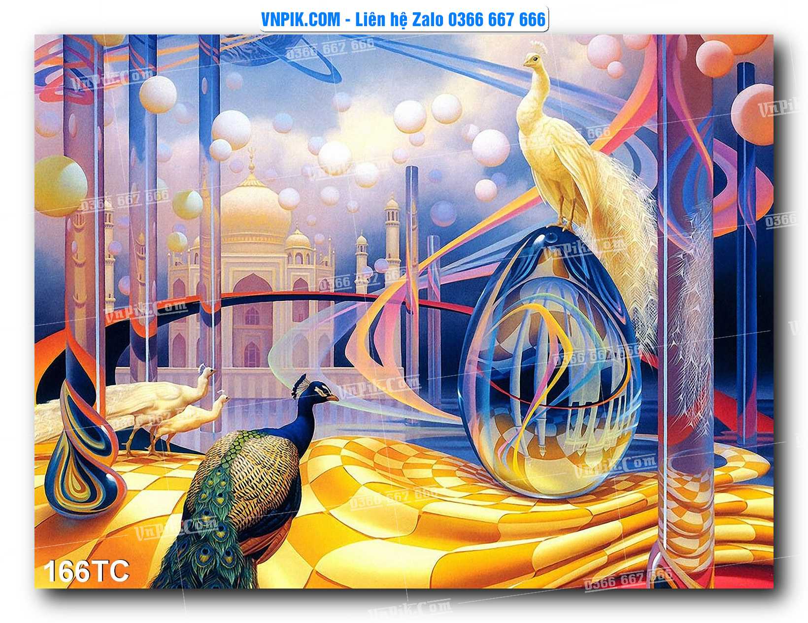 Tranh Treo Tường – Chim Công Hoa Mẫu Đơn 166TC