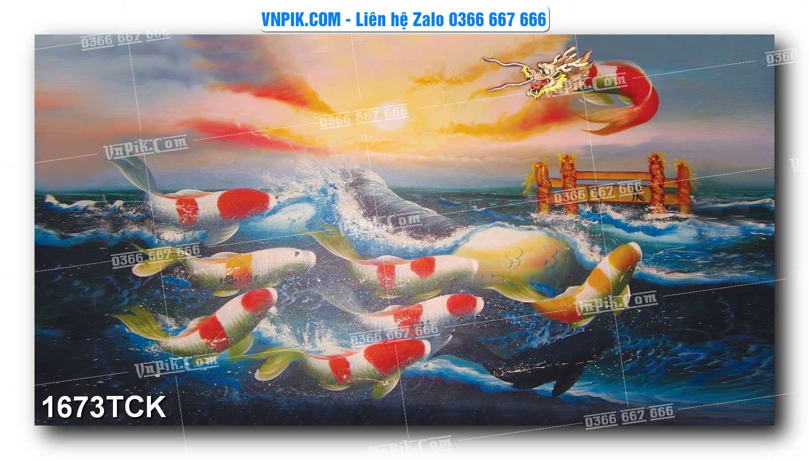 Tranh Hoa Sen – Cá Koi – Cá Chép 1673TCK