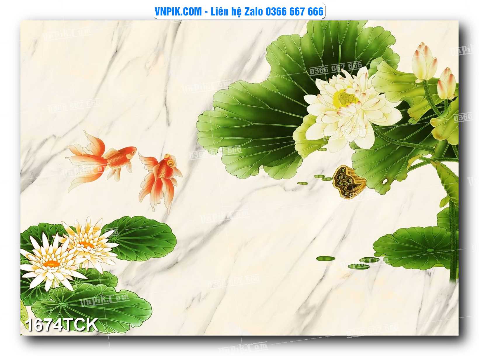 Tranh Hoa Sen – Cá Koi – Cá Chép 1674TCK