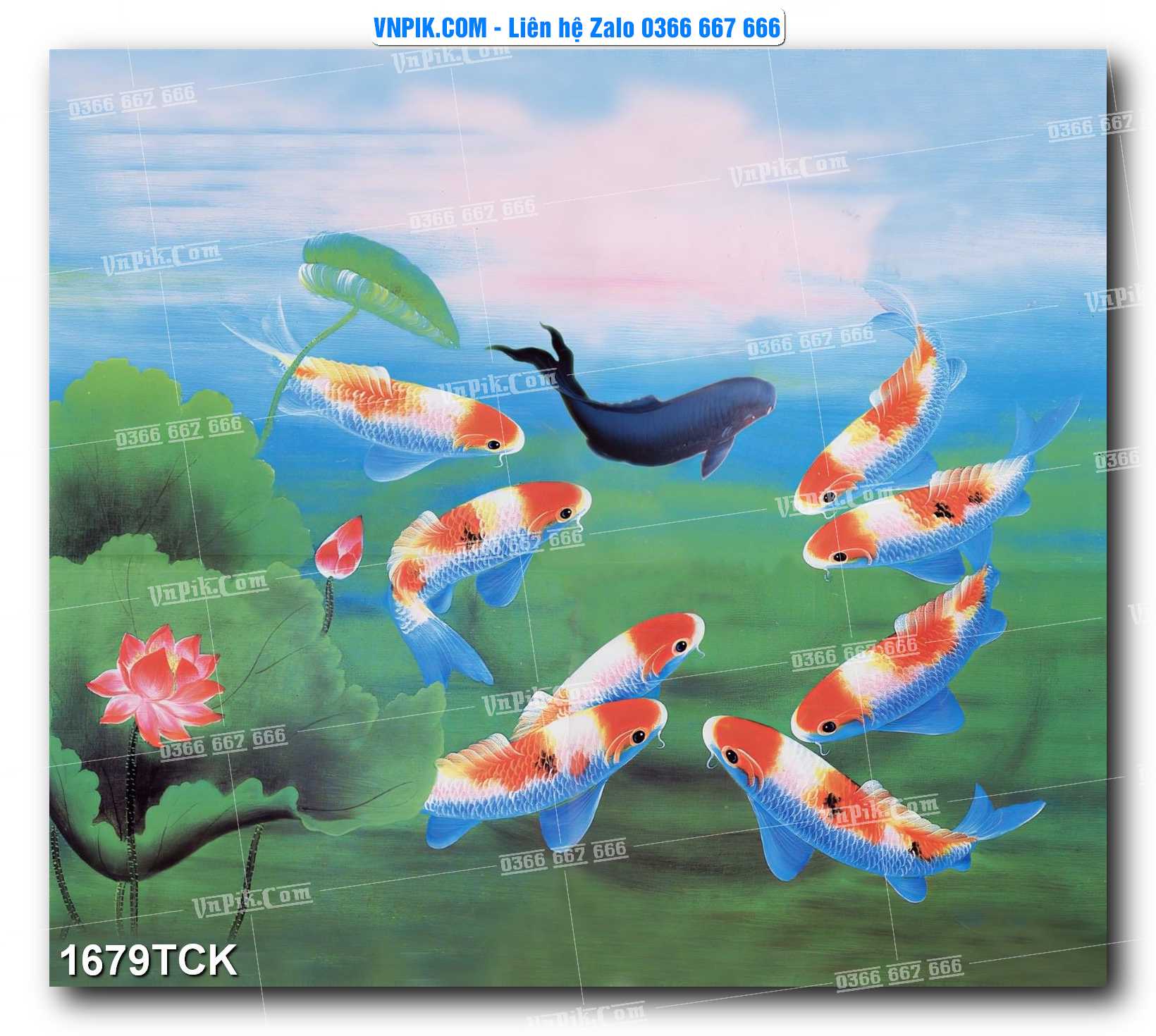 Tranh Hoa Sen – Cá Koi – Cá Chép 1679TCK