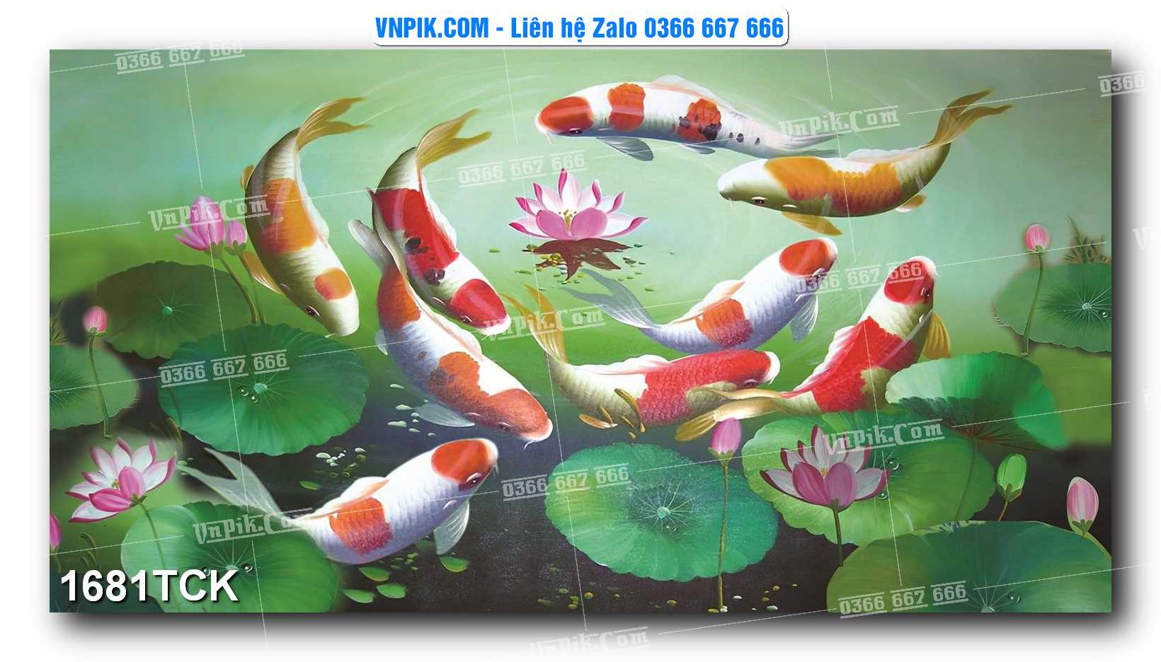 Tranh Hoa Sen – Cá Koi – Cá Chép 1681TCK