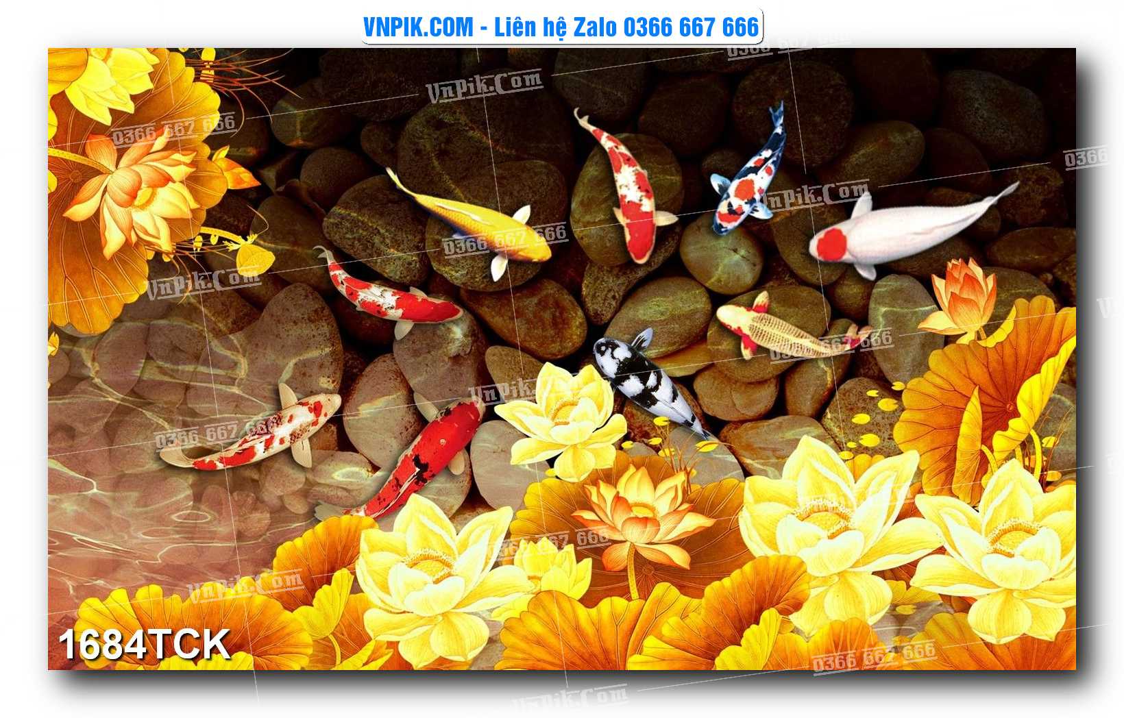 Tranh Hoa Sen – Cá Koi – Cá Chép 1684TCK