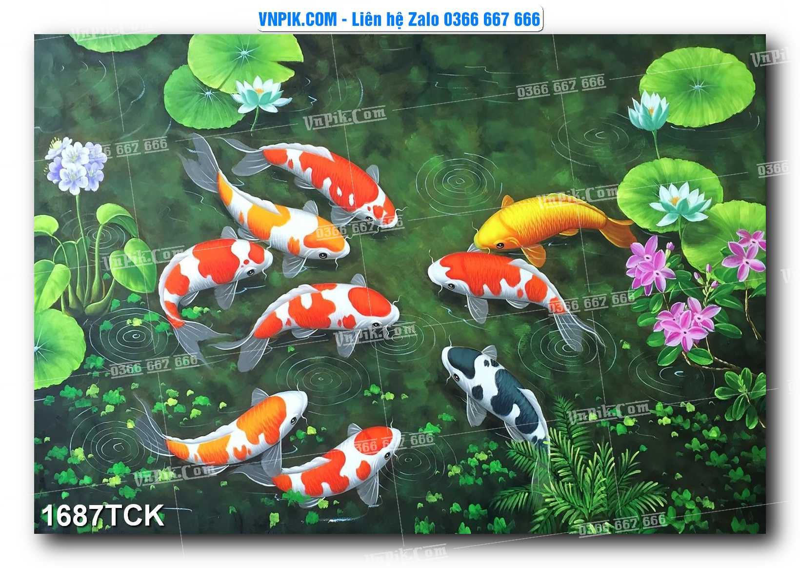 Tranh Hoa Sen – Cá Koi – Cá Chép 1687TCK