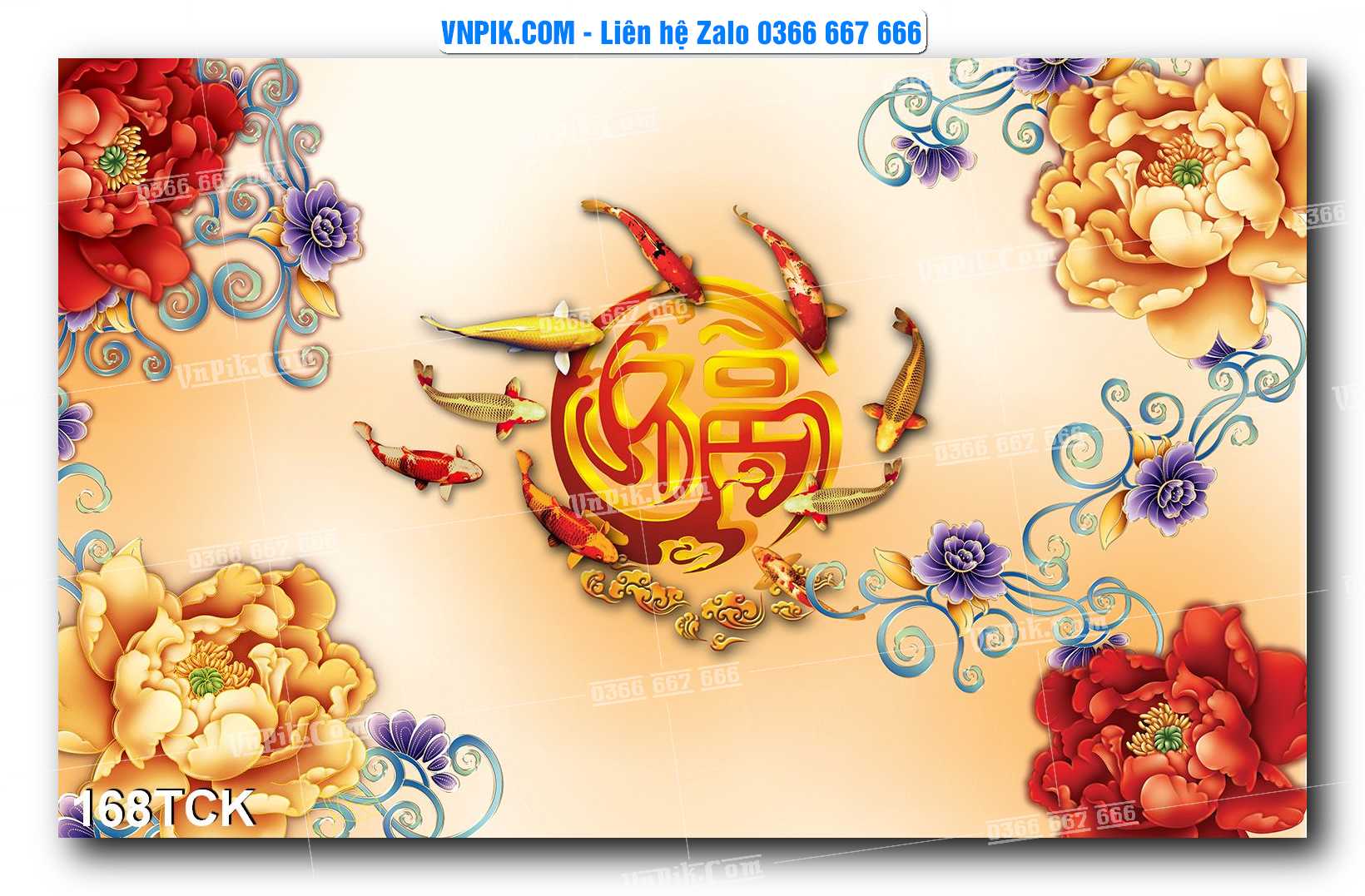 Tranh Hoa Sen – Cá Koi – Cá Chép  168TCK