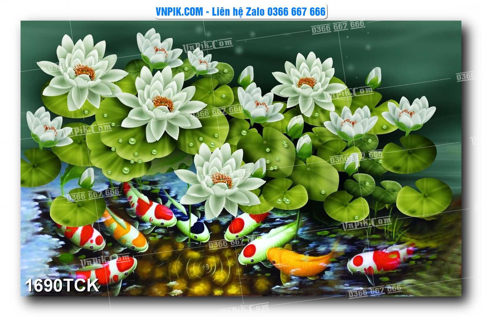 Tranh Hoa Sen – Cá Koi – Cá Chép 1690TCK