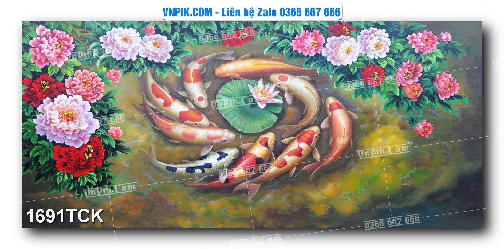 Tranh Hoa Sen – Cá Koi – Cá Chép 1691TCK