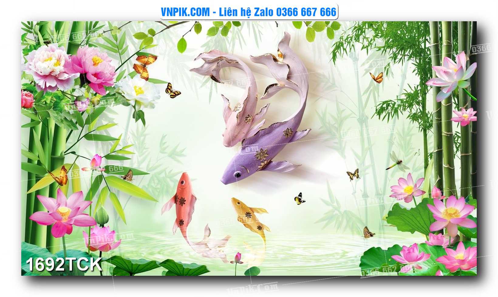 Tranh Hoa Sen – Cá Koi – Cá Chép 1692TCK