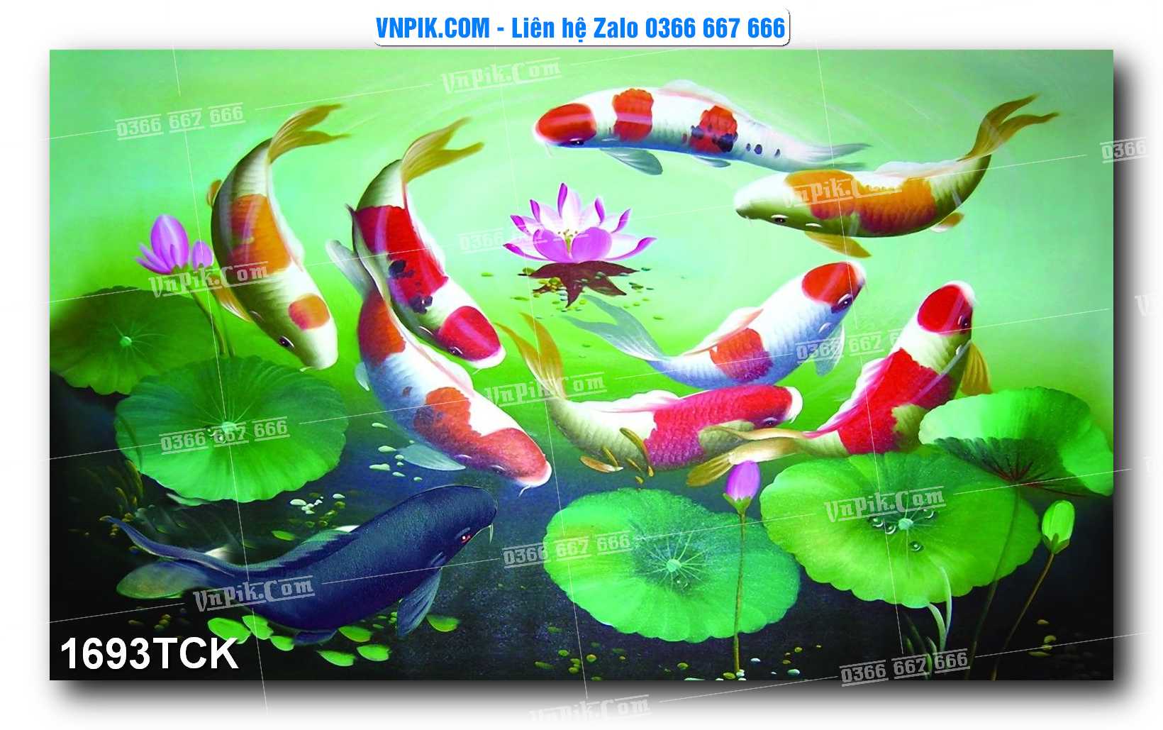 Tranh Hoa Sen – Cá Koi – Cá Chép 1693TCK