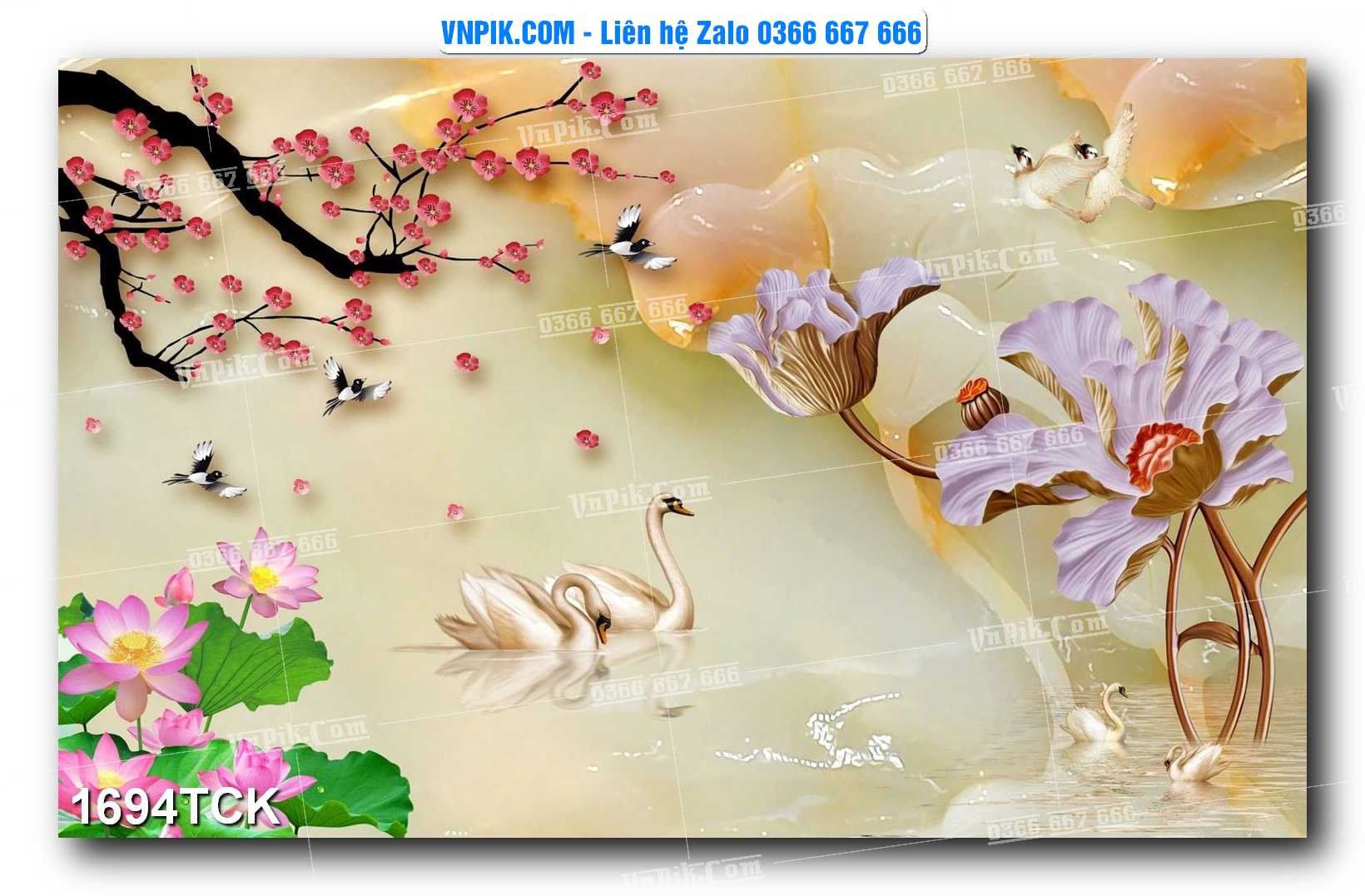Tranh Hoa Sen – Cá Koi – Cá Chép 1694TCK