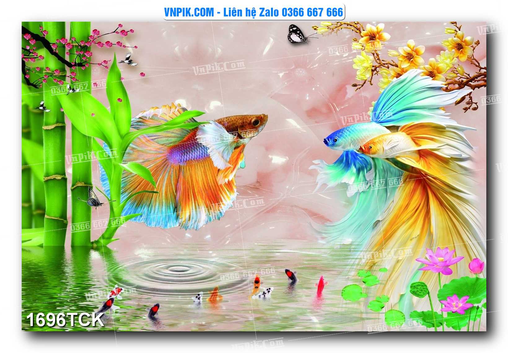 Tranh Hoa Sen – Cá Koi – Cá Chép 1696TCK