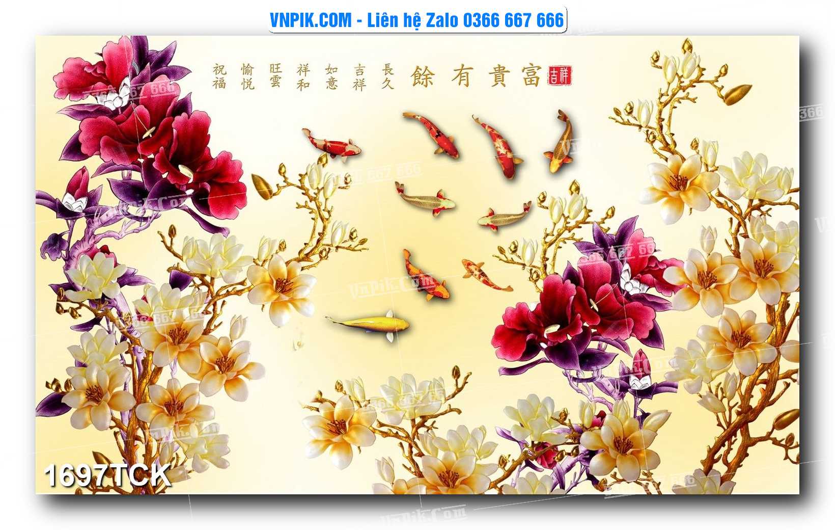 Tranh Hoa Sen – Cá Koi – Cá Chép 1697TCK