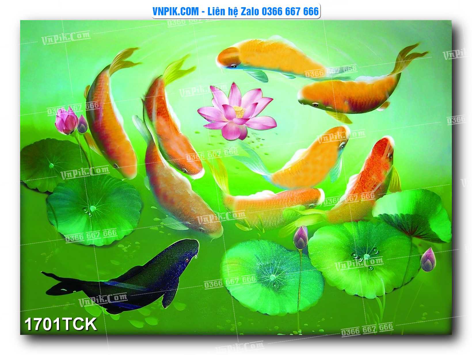 Tranh Hoa Sen – Cá Koi – Cá Chép 1701TCK
