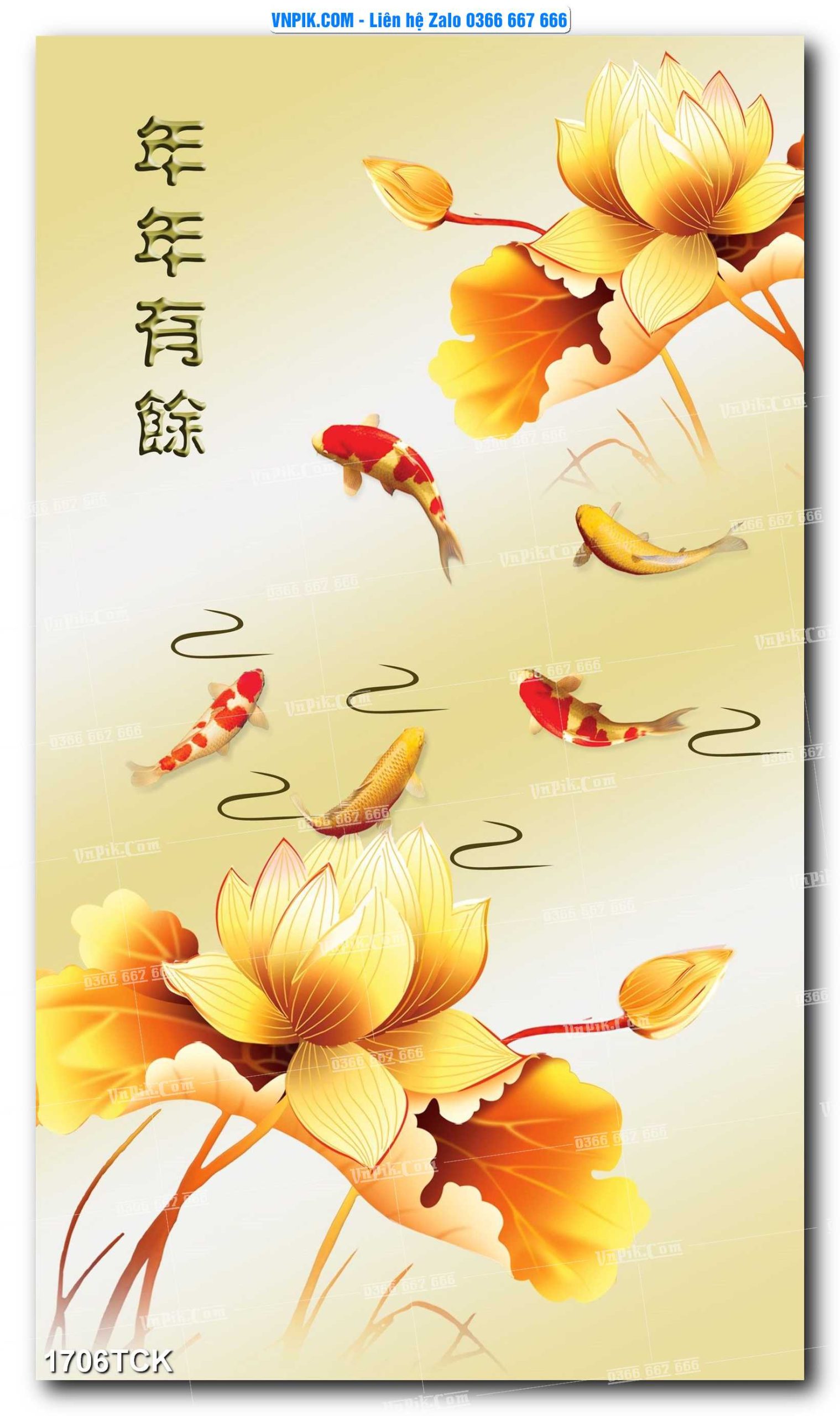 Tranh Hoa Sen – Cá Koi – Cá Chép 1706TCK