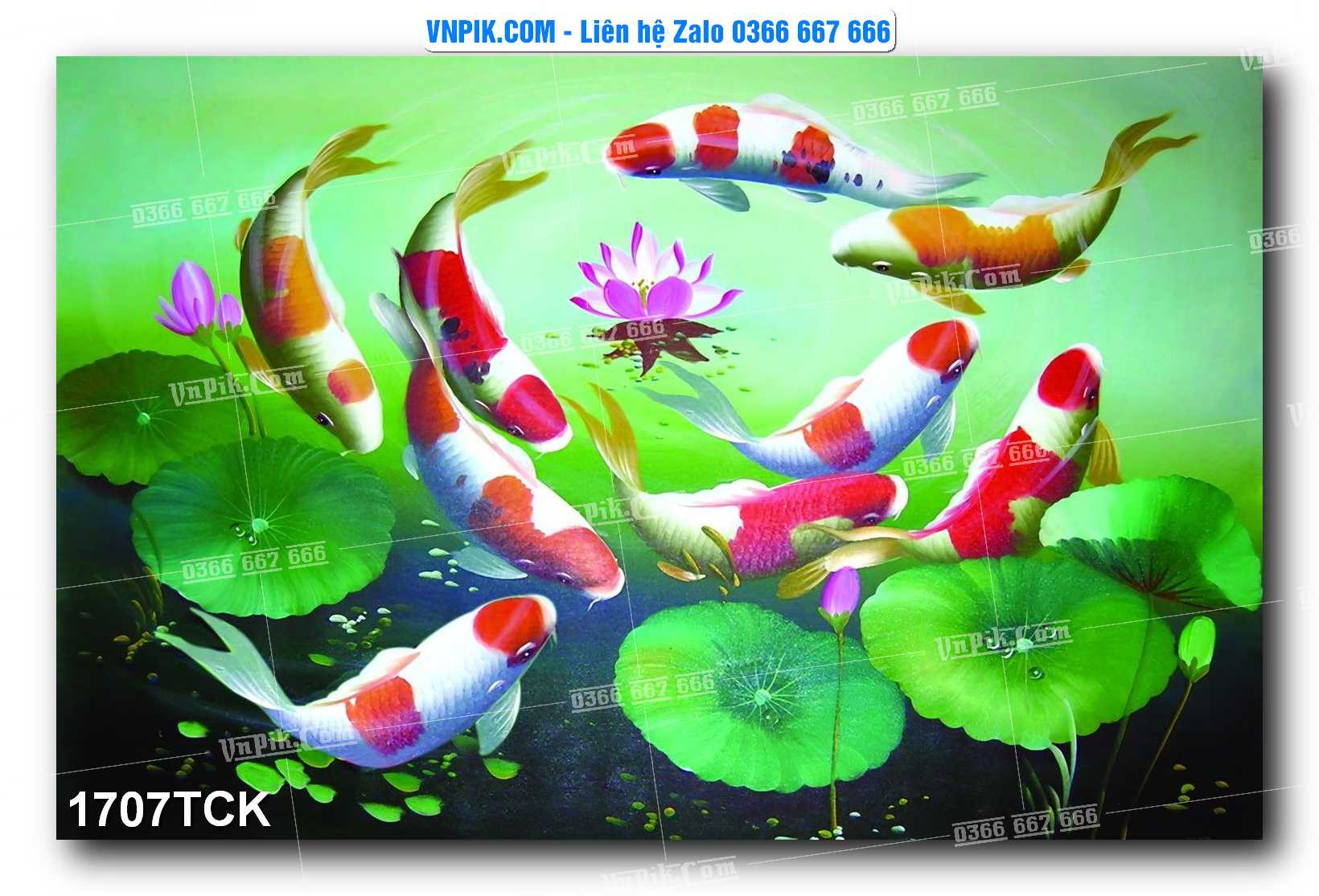 Tranh Hoa Sen – Cá Koi – Cá Chép 1707TCK