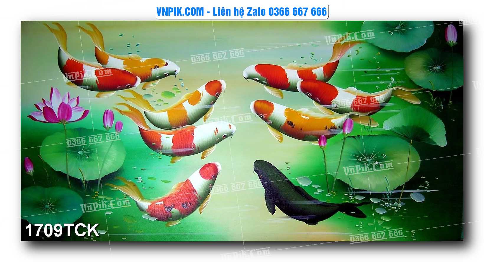 Tranh Hoa Sen – Cá Koi – Cá Chép 1709TCK