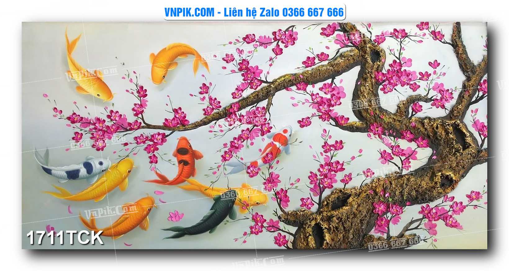 Tranh Hoa Sen – Cá Koi – Cá Chép 1711TCK