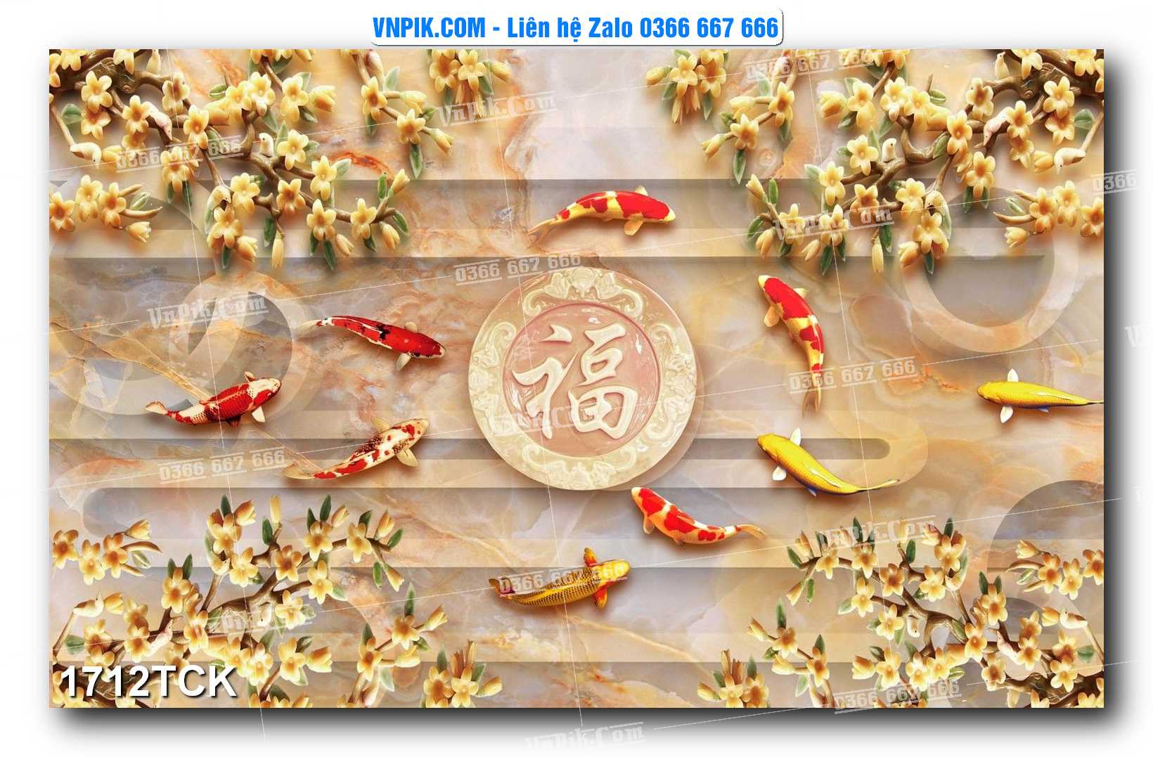 Tranh Hoa Sen – Cá Koi – Cá Chép 1712TCK
