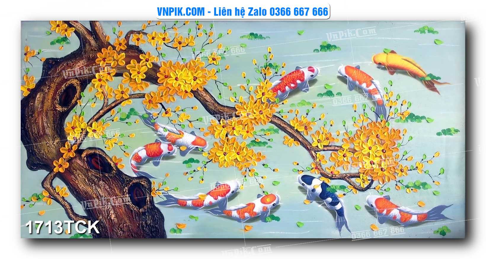 Tranh Hoa Sen – Cá Koi – Cá Chép 1713TCK