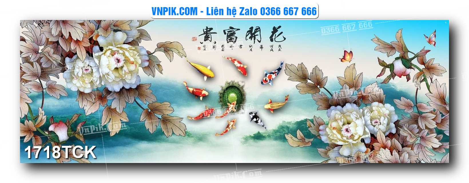 Tranh Hoa Sen – Cá Koi – Cá Chép 1718TCK