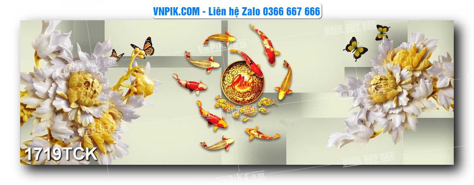 Tranh Hoa Sen – Cá Koi – Cá Chép 1719TCK