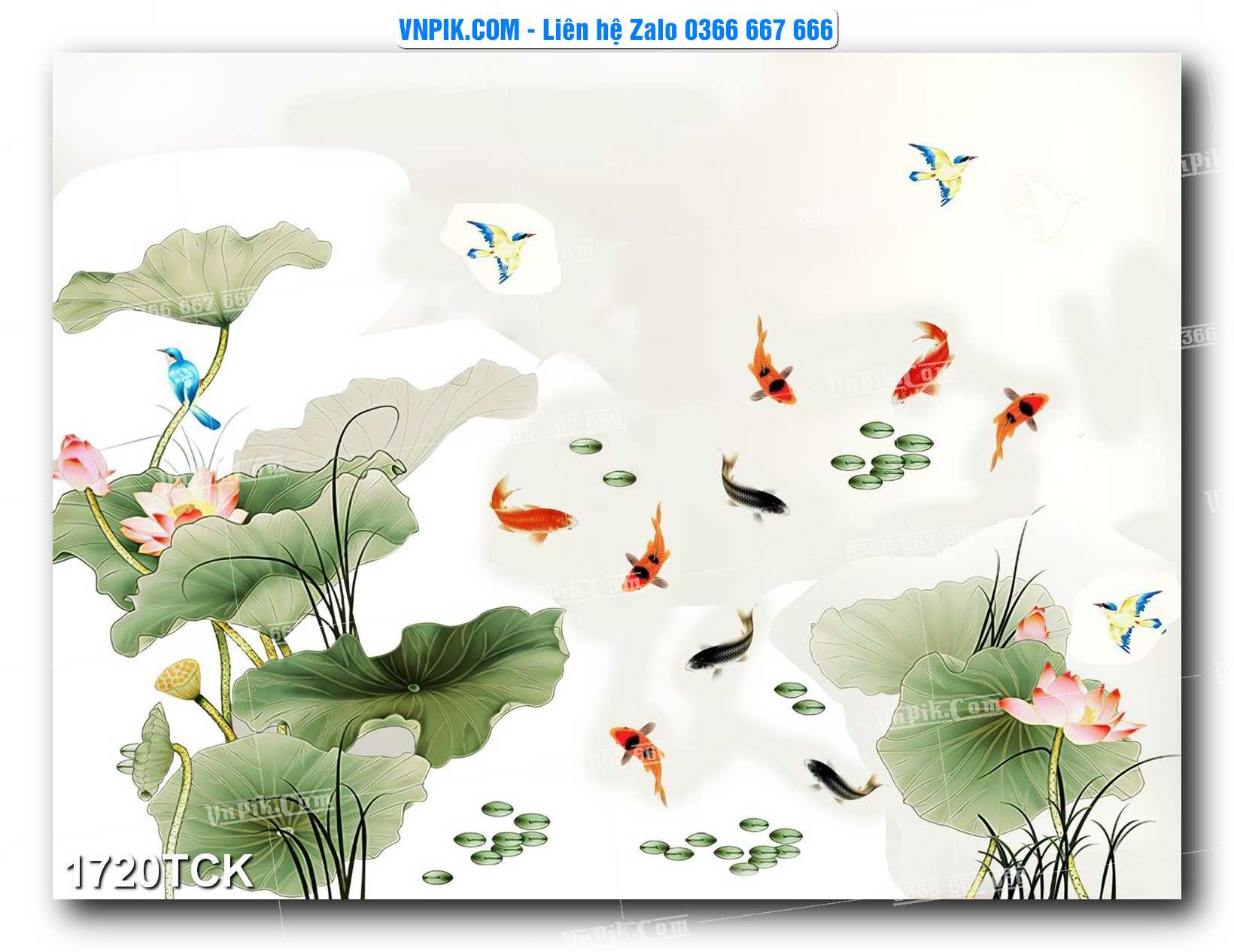 Tranh Hoa Sen – Cá Koi – Cá Chép 1720TCK