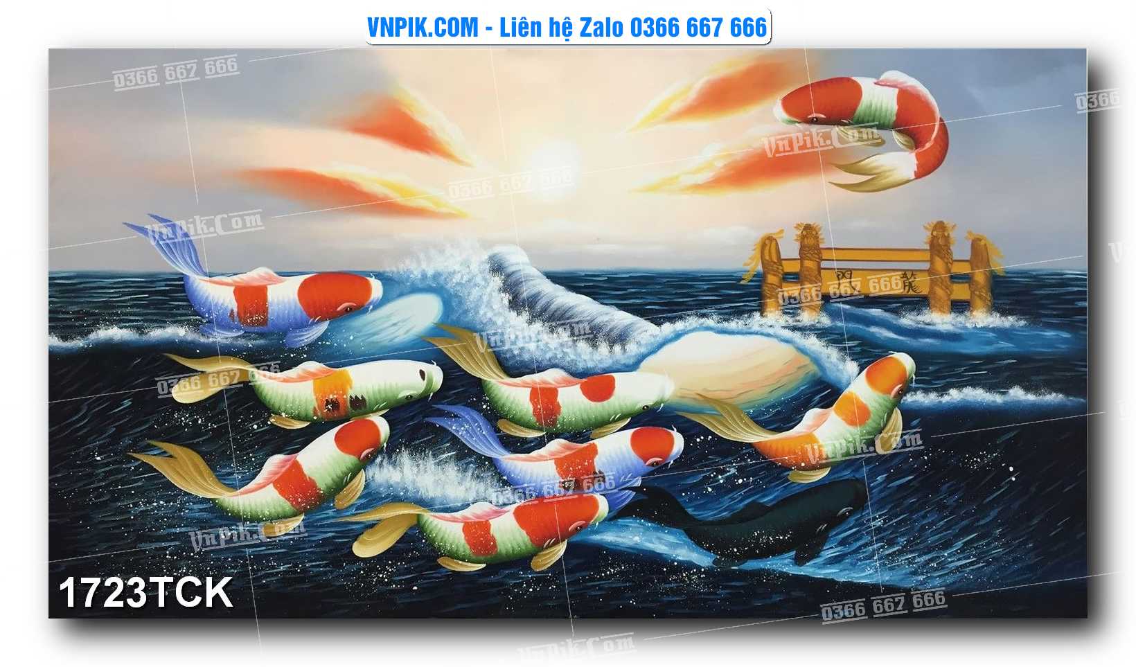 Tranh Hoa Sen – Cá Koi – Cá Chép 1723TCK