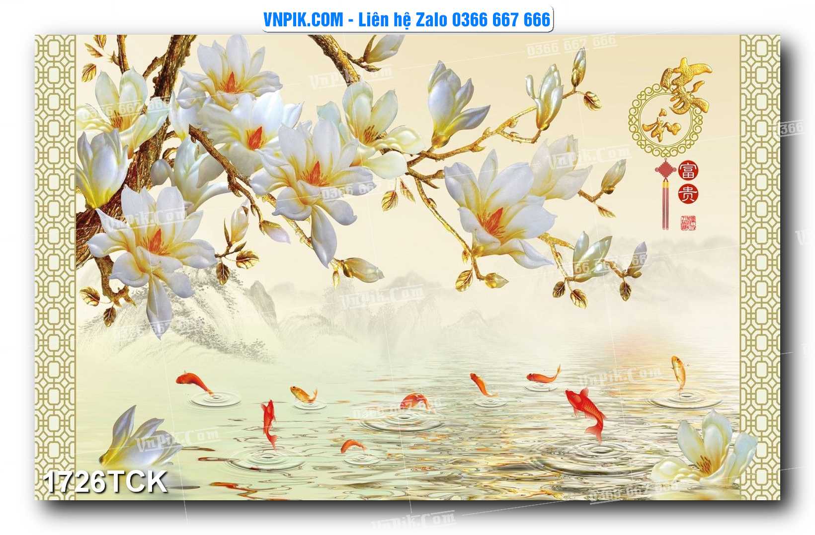 Tranh Hoa Sen – Cá Koi – Cá Chép 1726TCK