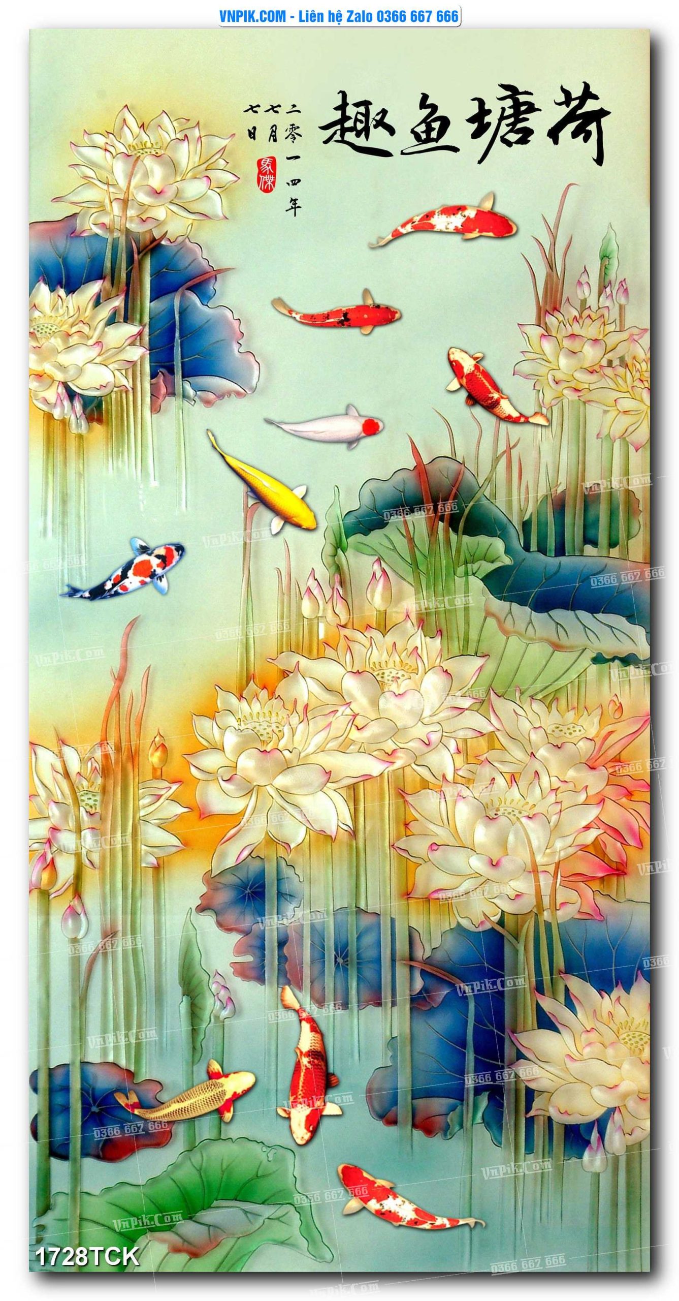 Tranh Hoa Sen – Cá Koi – Cá Chép 1728TCK
