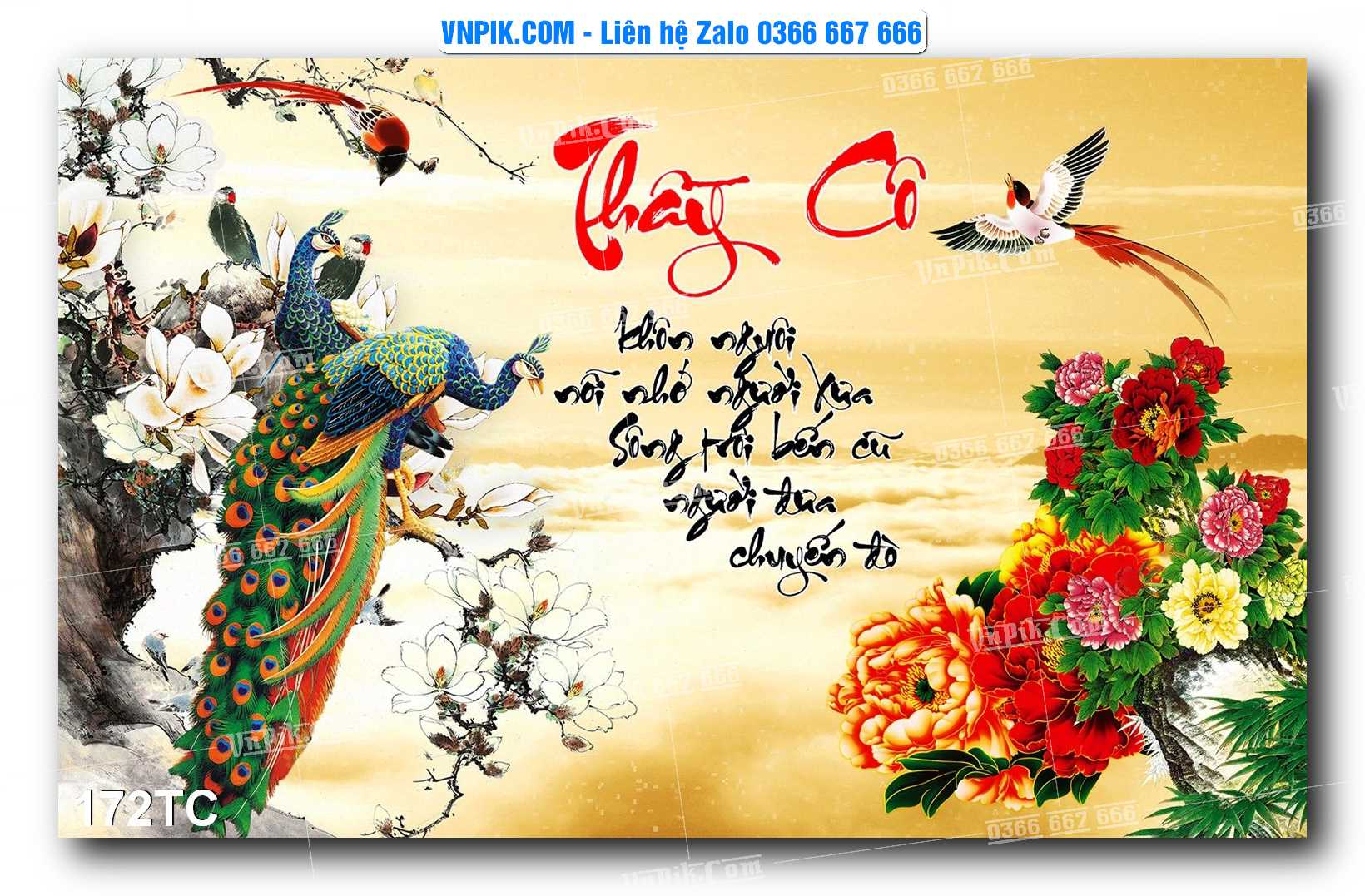 Tranh Treo Tường – Chim Công Hoa Mẫu Đơn 172TC