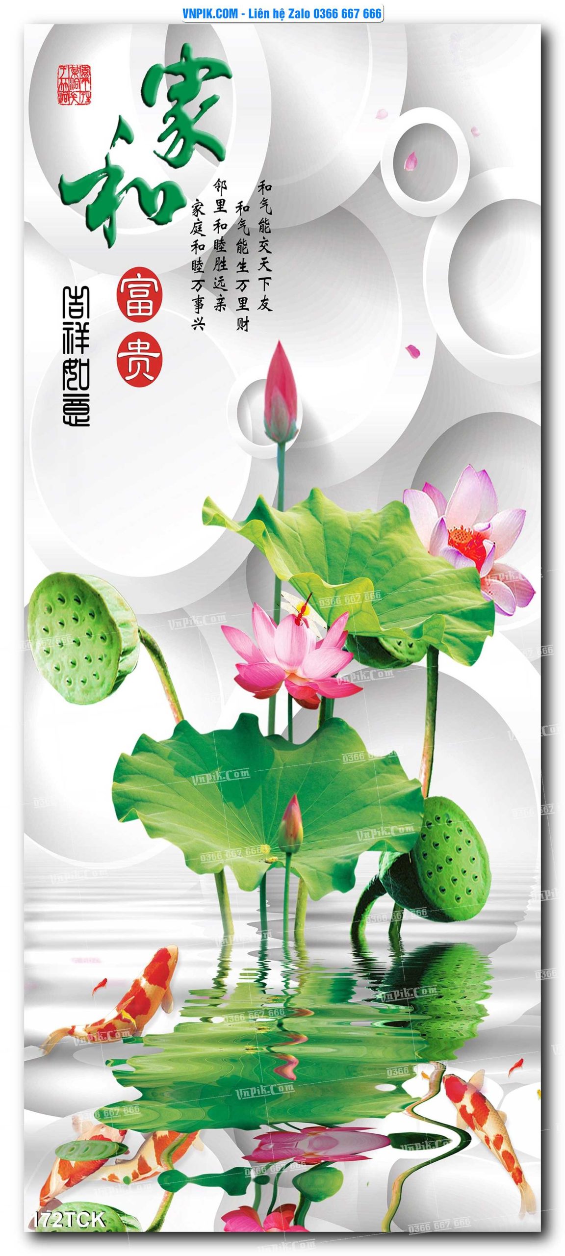 Tranh Hoa Sen – Cá Koi – Cá Chép  172TCK
