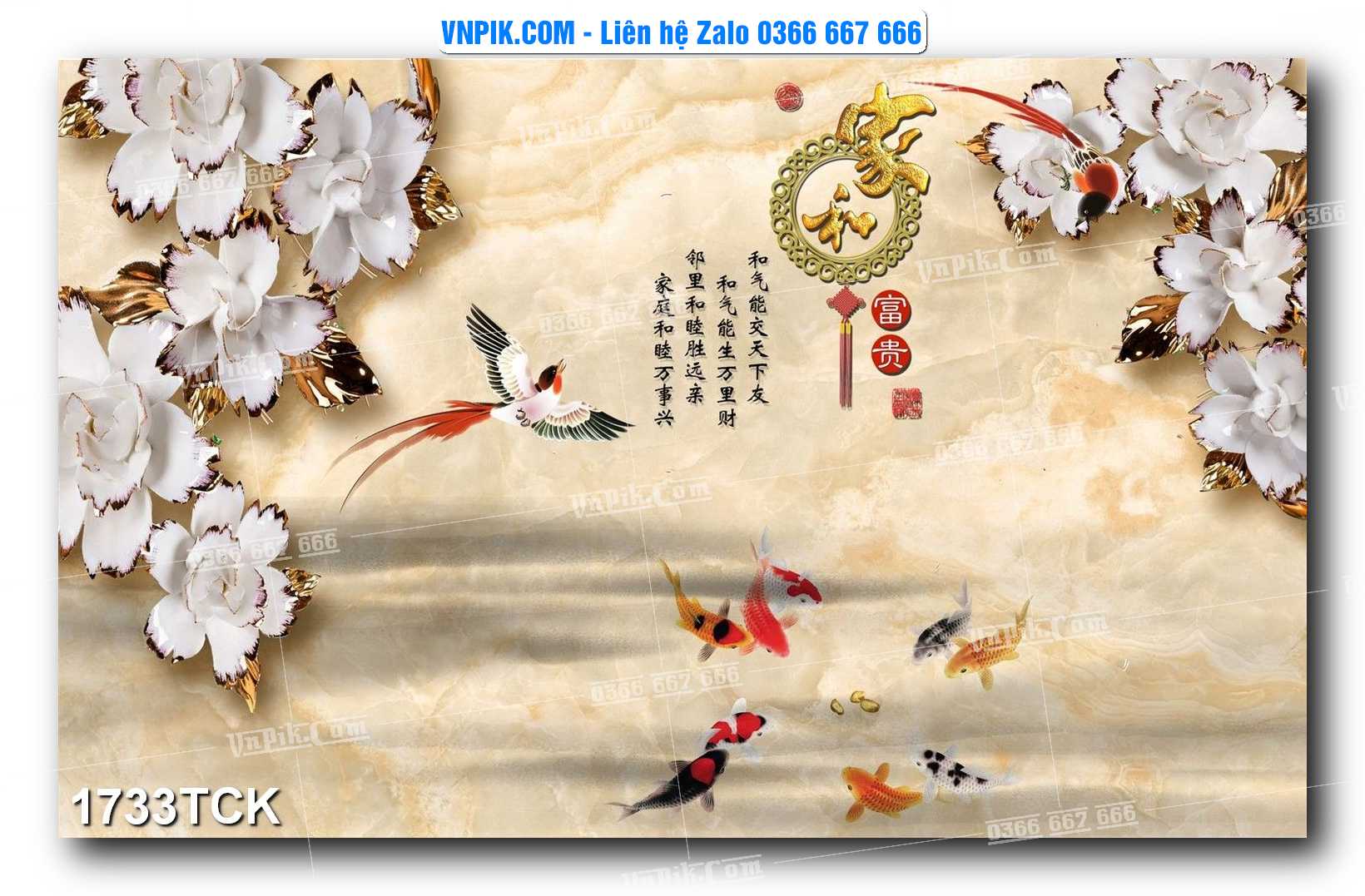 Tranh Hoa Sen – Cá Koi – Cá Chép 1733TCK
