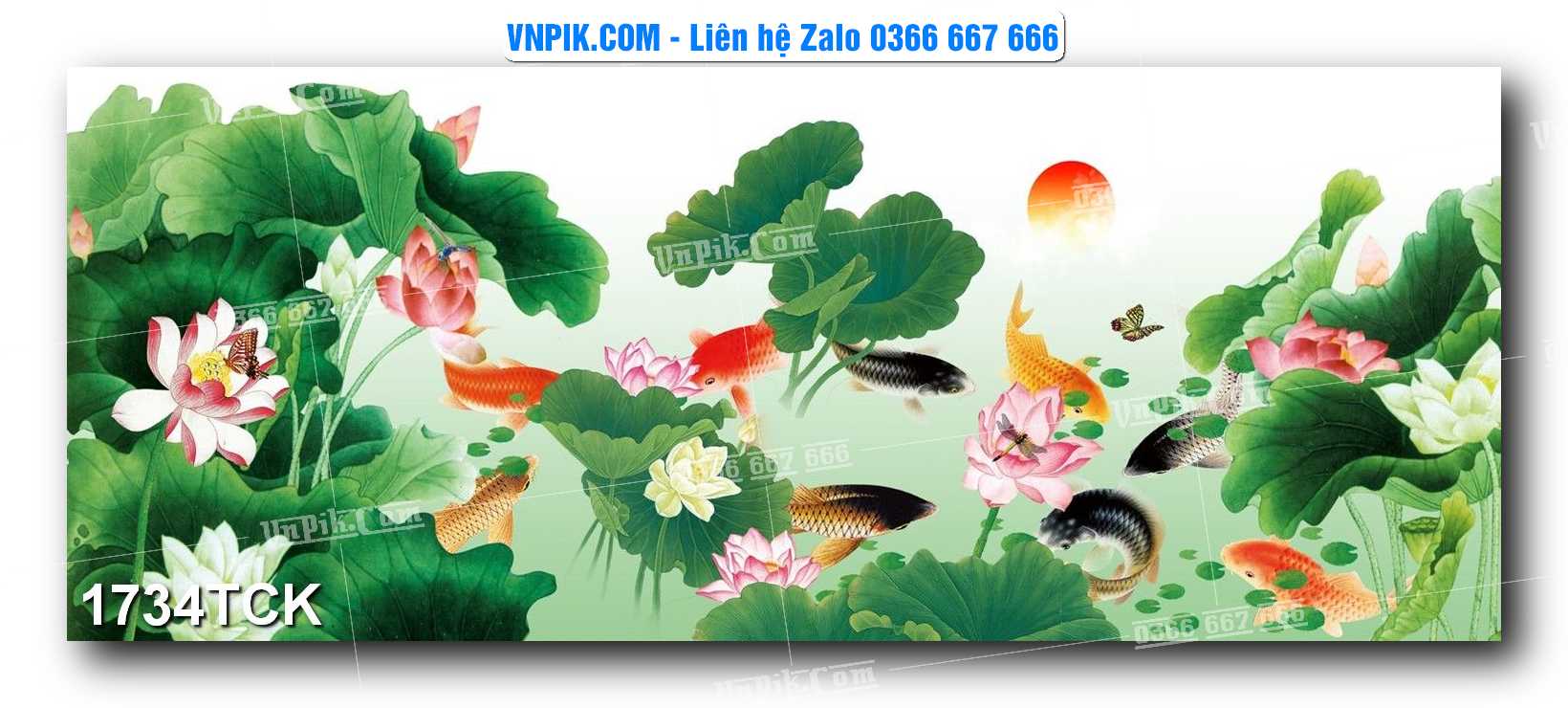 Tranh Hoa Sen – Cá Koi – Cá Chép 1734TCK