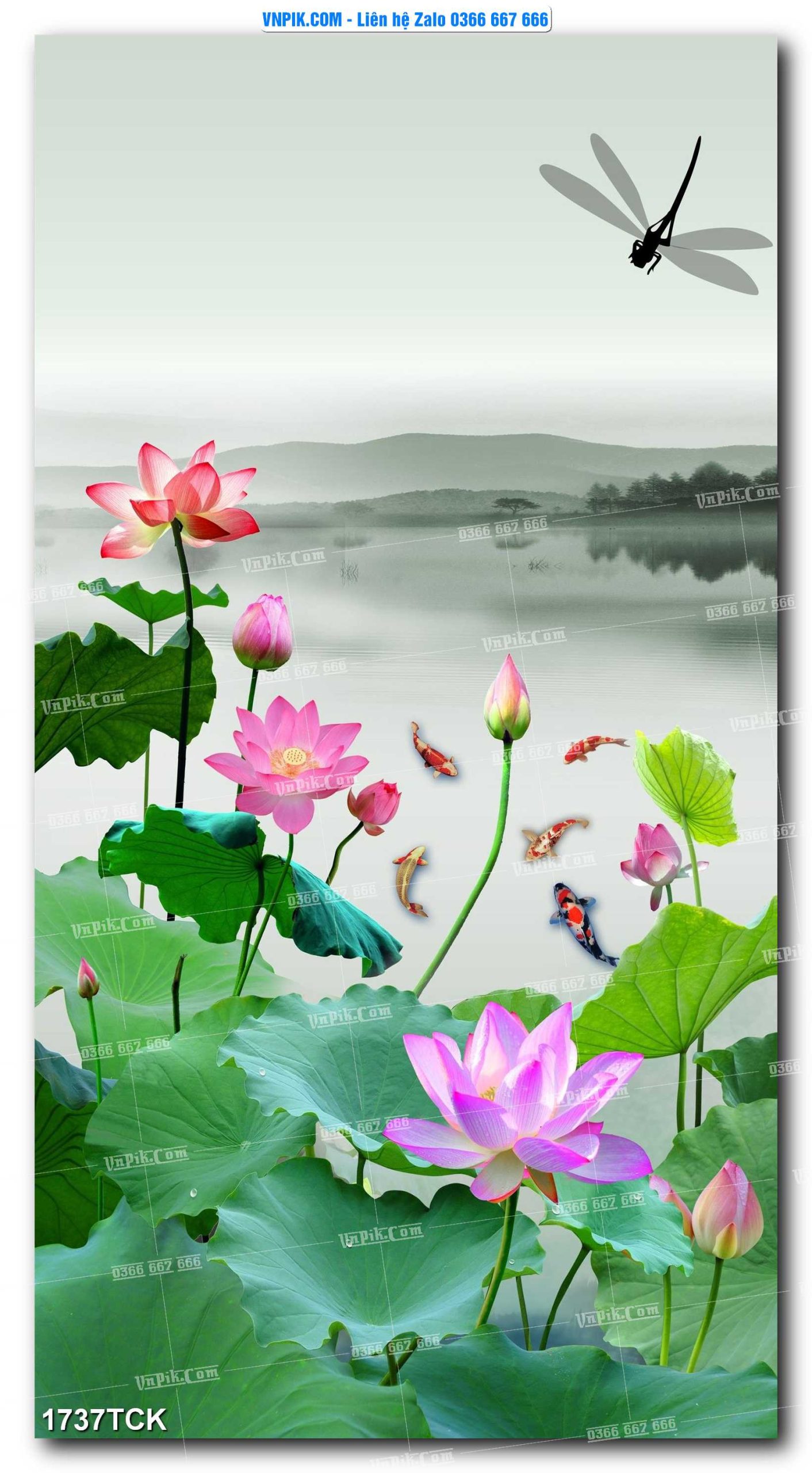 Tranh Hoa Sen – Cá Koi – Cá Chép 1737TCK